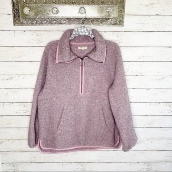 Madewell Purple Polartec Sherpa Fleece Half-zip Sweater Pullover size Large - Picture 2 of 8